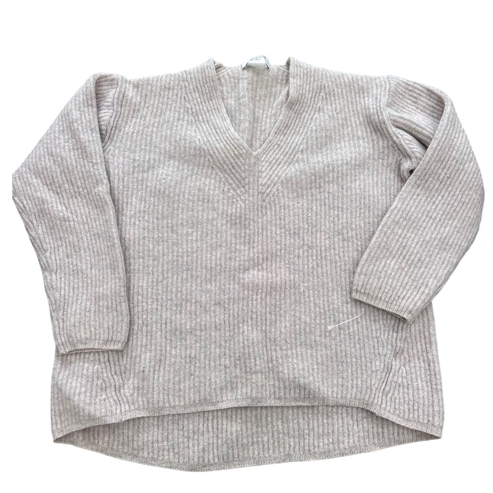 Madewell 100% Merino Wool Ribbed V-Neck Sweater Pink F8875 L
